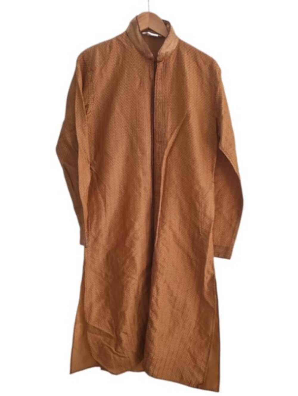 Ethos Kurta 95cm Brown Gold Woven Long Button Front Tunic Traditional Indian